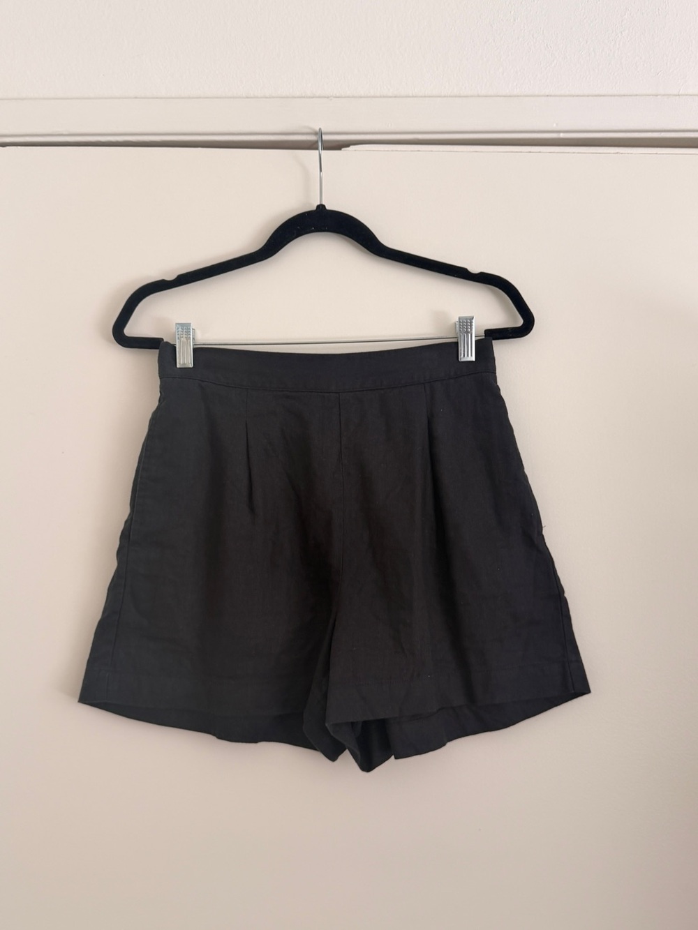 Madewell Shorts Black Linen Cotton Elastic Waist Relaxed S M